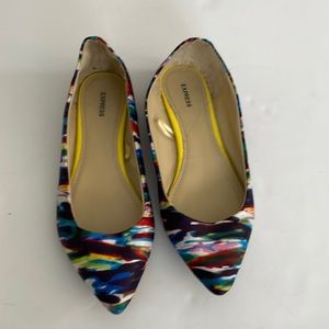 Express multi colored ballet flats pointed toe size 8